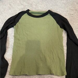 Brandy Melville Green and Black Long Sleeve Tee